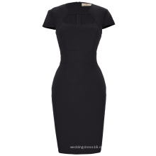 Grace Karin Damen-Aufbewahrungs-schwarze Farben-Kappen-Hülse Retro- Weinlese-Hüften eingewickeltes Körper-Bleistift-Kleid CL008947-1